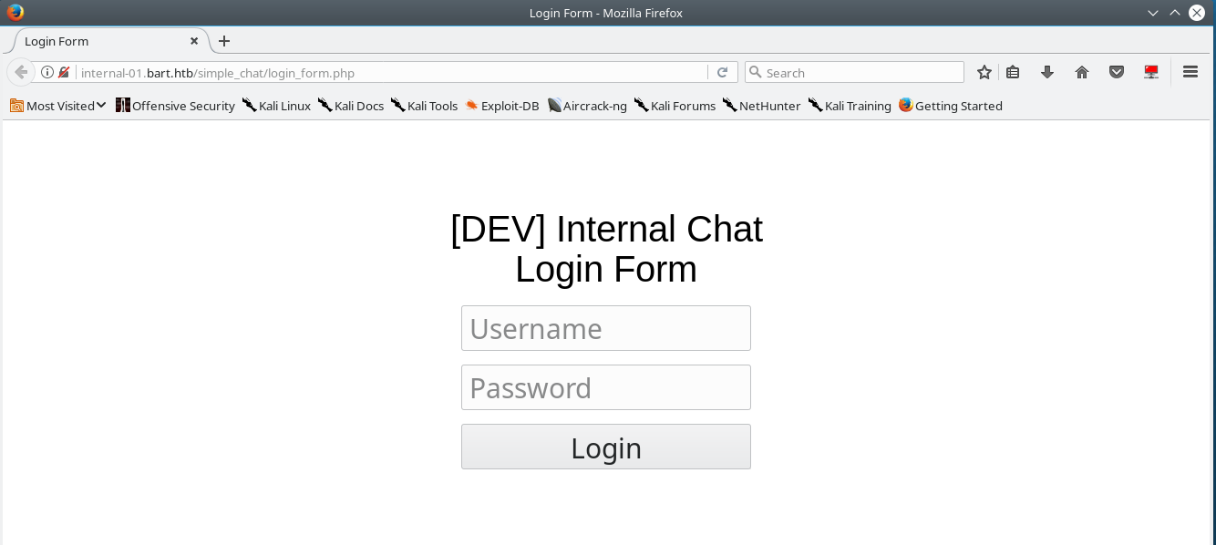"Dev chat internal login page"